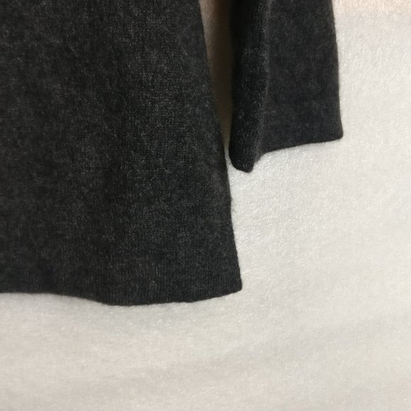 GRAY STAND COLLAR PURE CASHMERE LONGSLEEVE SWEATER L with measurement - Picture 3 of 5